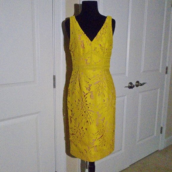 ANTHRO MAEVE Gardenia Lace Column Sheath Dress 4 - Picture 3 of 9